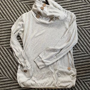 Cowl neck top with buttons